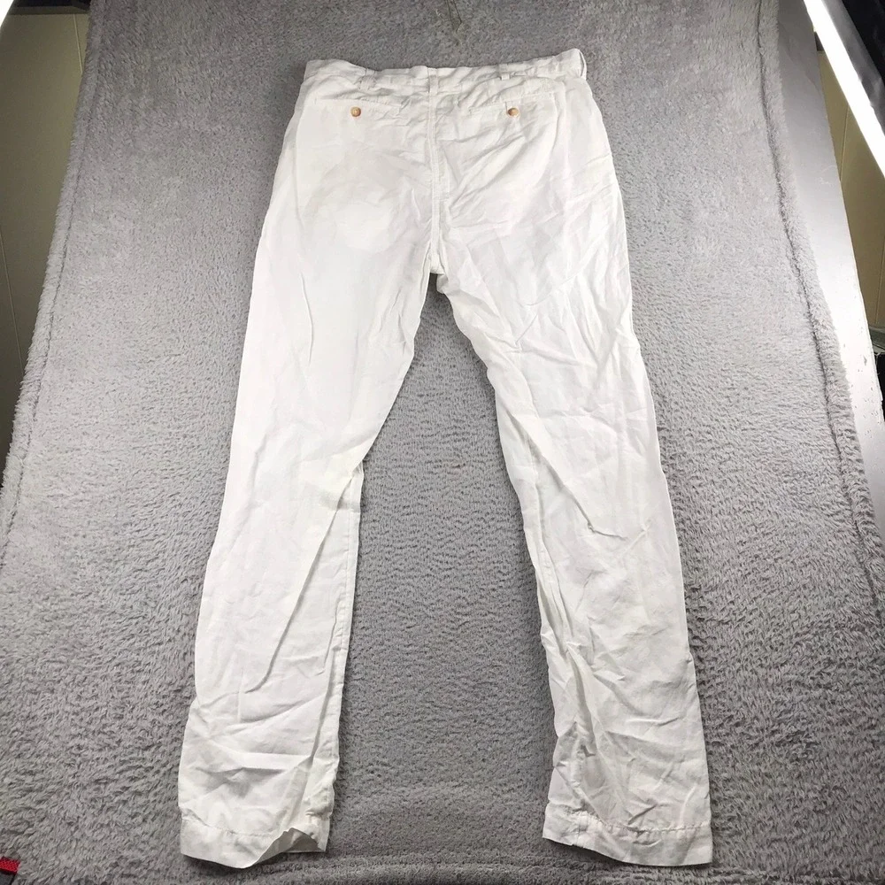 Polo Ralph Lauren Pants Mens 36 (38x34) White Bedford Classic Fit Linen Cotton